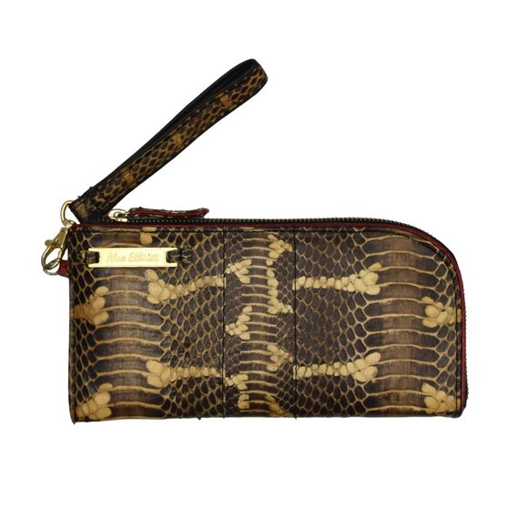 Alex Elliott Leather Wristlet Wallet Snakeskin Print with Dustcover - Picture 4 of 7